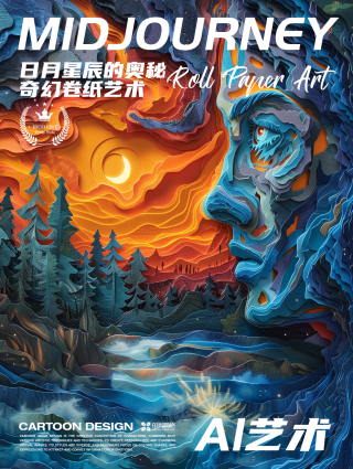 日月星辰的奧秘奇幻卷紙藝術